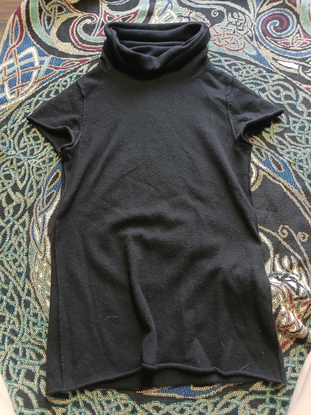 Michael Kors Black Short-Sleeve Turtleneck Sweater